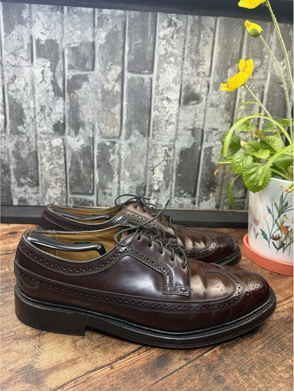 Vtg 1960s Florsheim Imperial 93605 Shell Cordovan Longwing 10.5 3E Green Lab